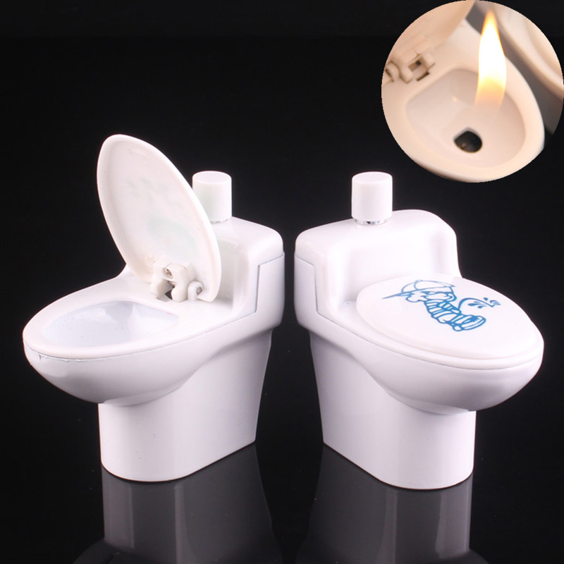 

Funny Lighter Creative Refillable Toilet Shape Cigarette Butane Gas Lighters White Home Decoration Collection