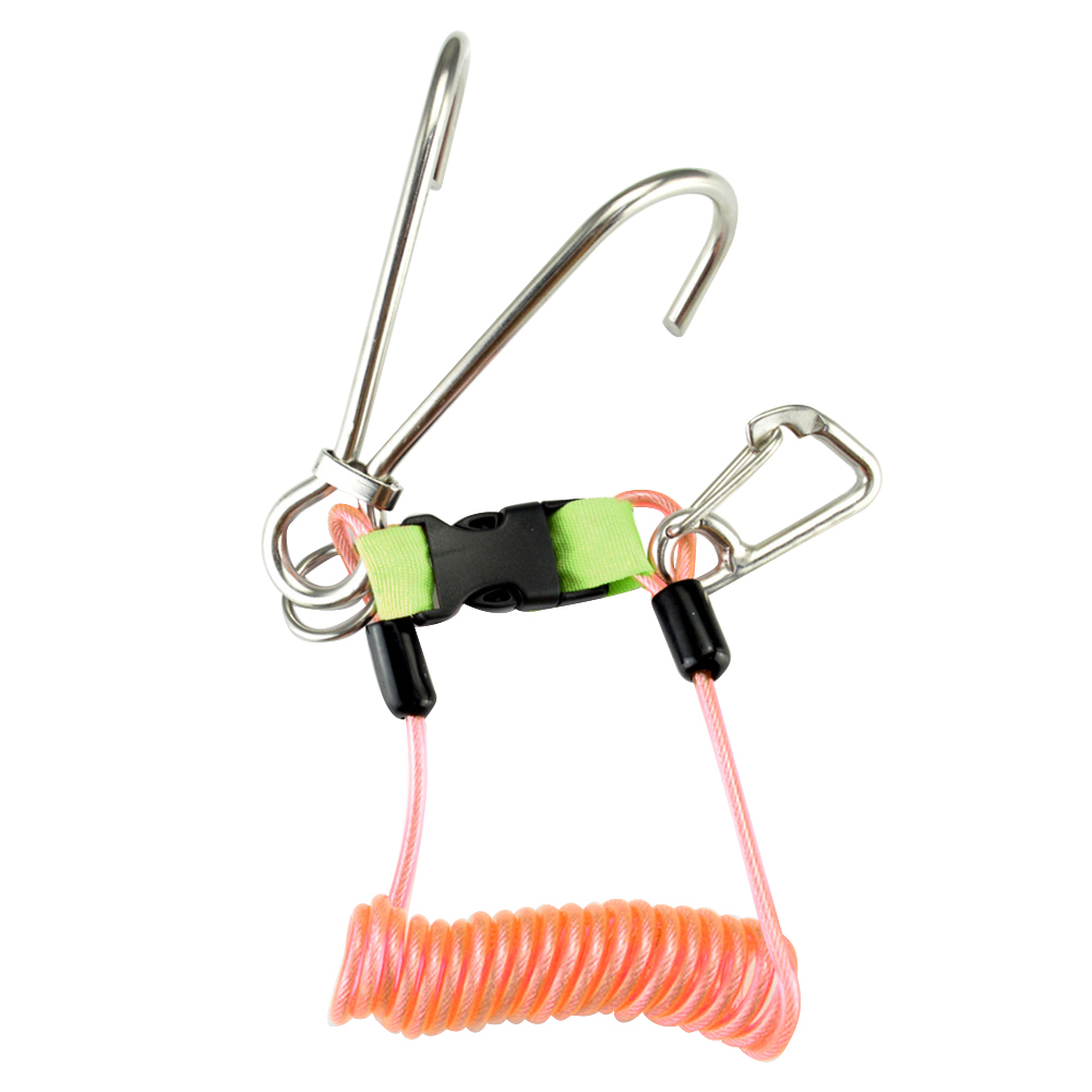 Steel Coiled Lanyard with Swivel Carabiner Tool Holder for Fishing Climbing