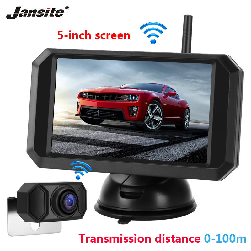 

Jansite 5" Car Monitor Rear view camera Digital 1080P Wireless monitor for Backup Cameras Auto Parking System Night Vision lens