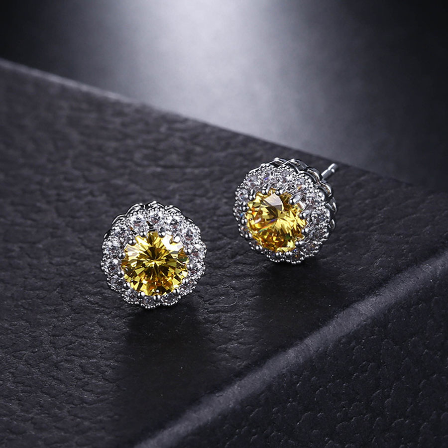 

New Arrival Best Friends 18K White Gold Plated Earings Big Diamond Earrings for Women White Zircon Earrings, Golden;silver