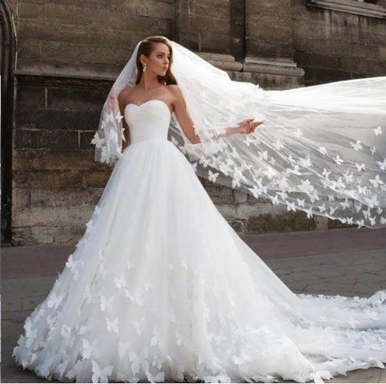 white butterfly wedding dress