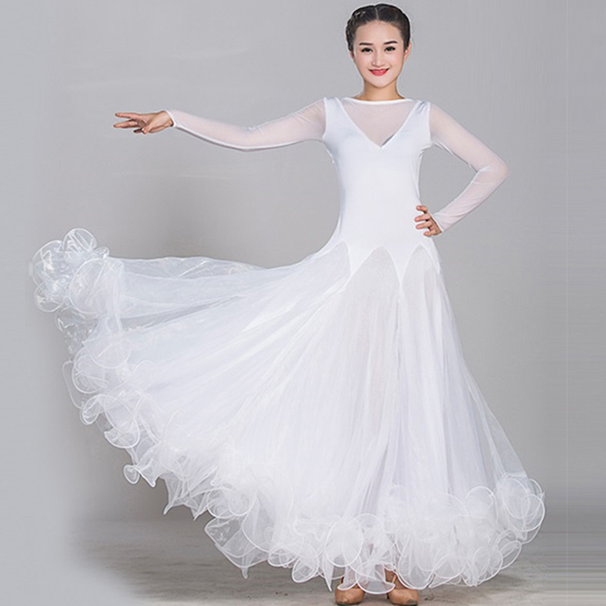 

Stage Wear Colors Blue Waltz Dress Rumba Standard Smooth Dance Dresses Social Ballroom Competition Fringe, Black