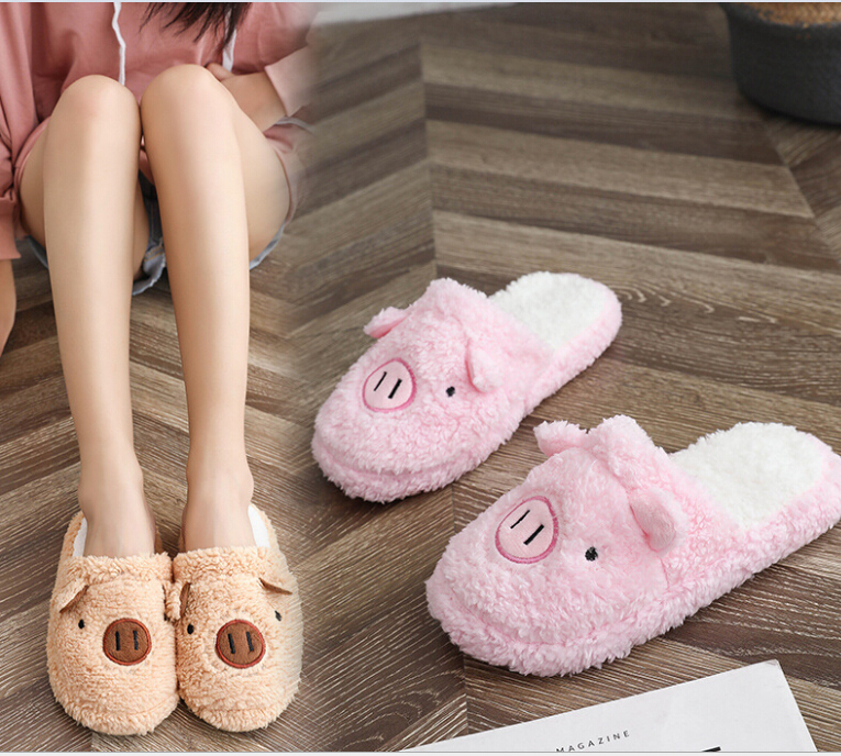 

Autumn and winter new women's shoes cartoon decoration Korean fashion cotton slippers comfortable non-slip warm female slippers, Pink