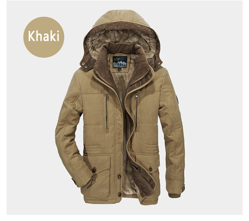 

New Fashion Parkas Men's Winter Warm Jacket Thick Men's Detachable Windproof Coat Coat  Clothing DD6MF, Khaki
