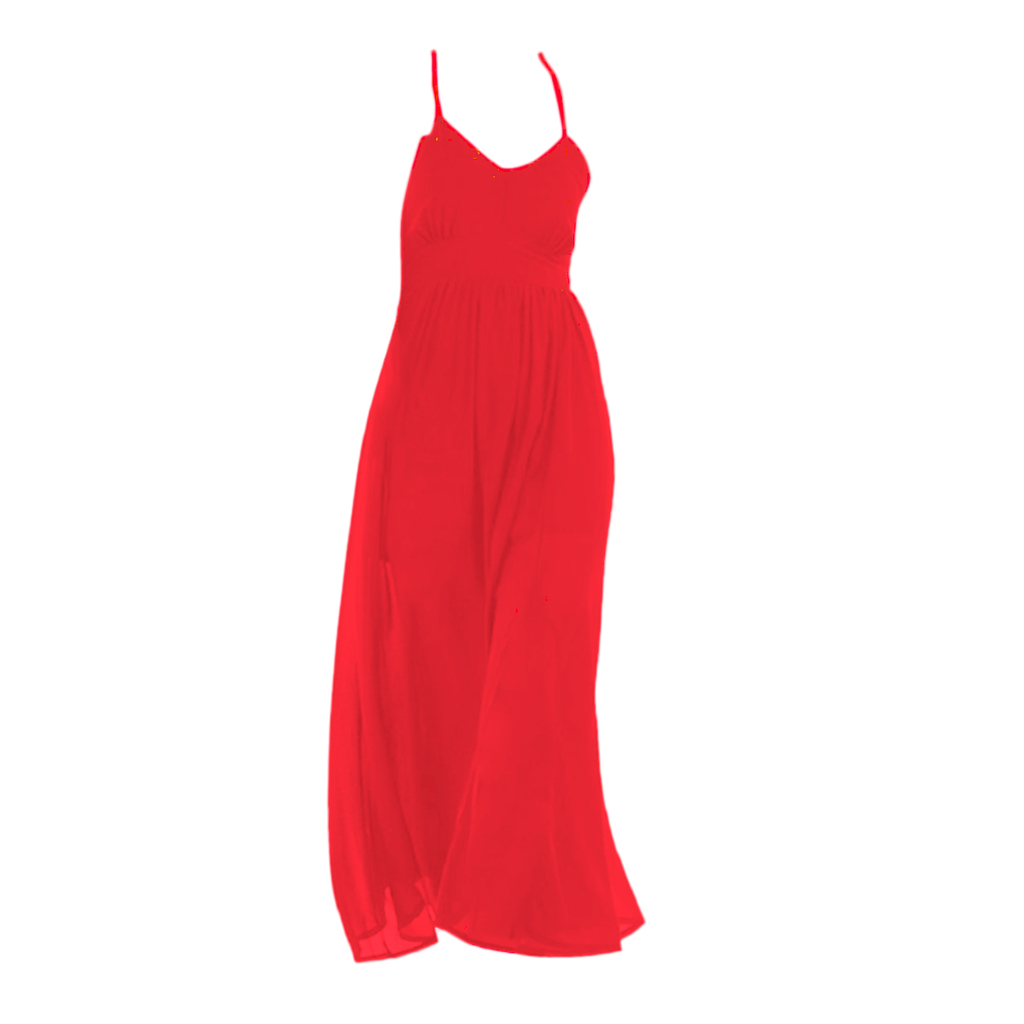 

Women Sleeveless V-Neck Split Long Beach Dress Solid Color Maxi Dress