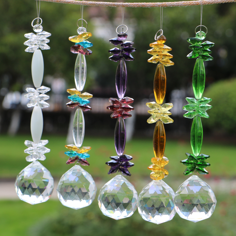 

5PCS Hanging Chakra Crystal Suncatcher Ball Prism Pendant Chandelier Octagon Beads Prisms Pendant Rainbow Home Wedding Decoration 40mm