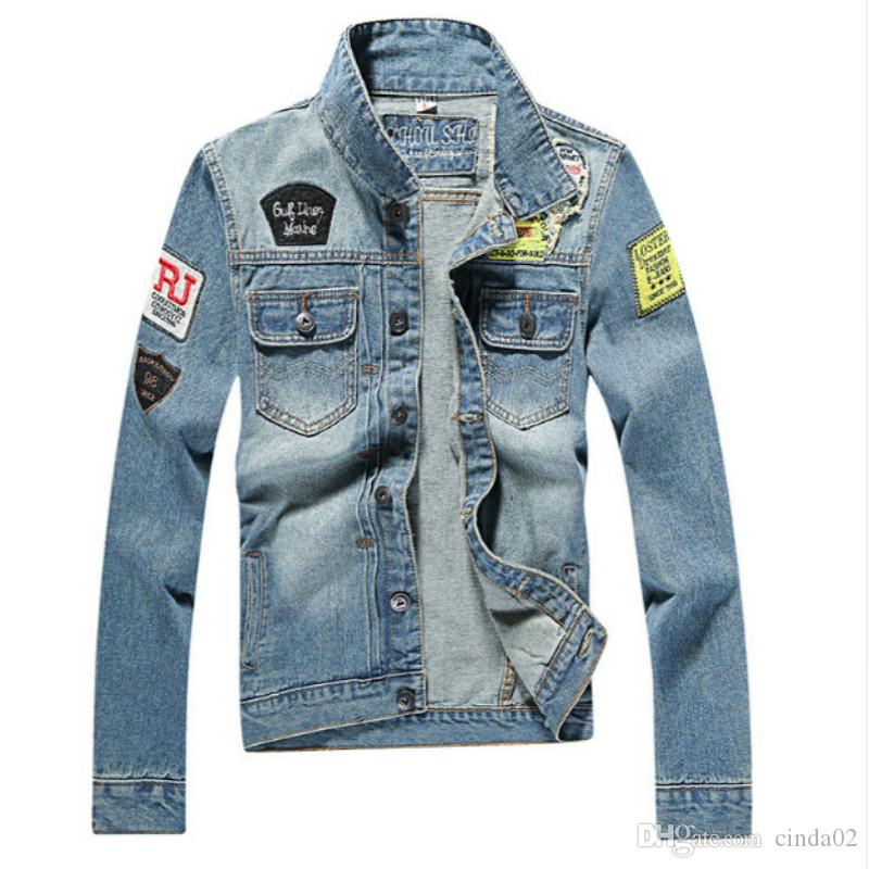 

Men's Denim Jacket High Quality Fashion Jeans Slim Fit Casual Streetwear Vintage Mens Jean Clothing Plus Size M-5XL, As shown
