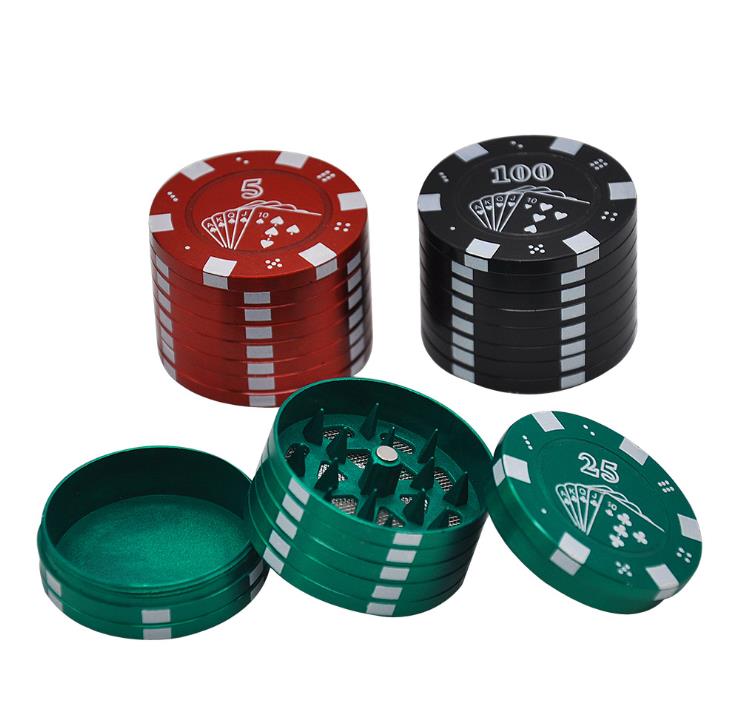 

Poker Chip Smoke Grinder Miniature Smoke Grinder with 3 Layers Diameter of 42MM