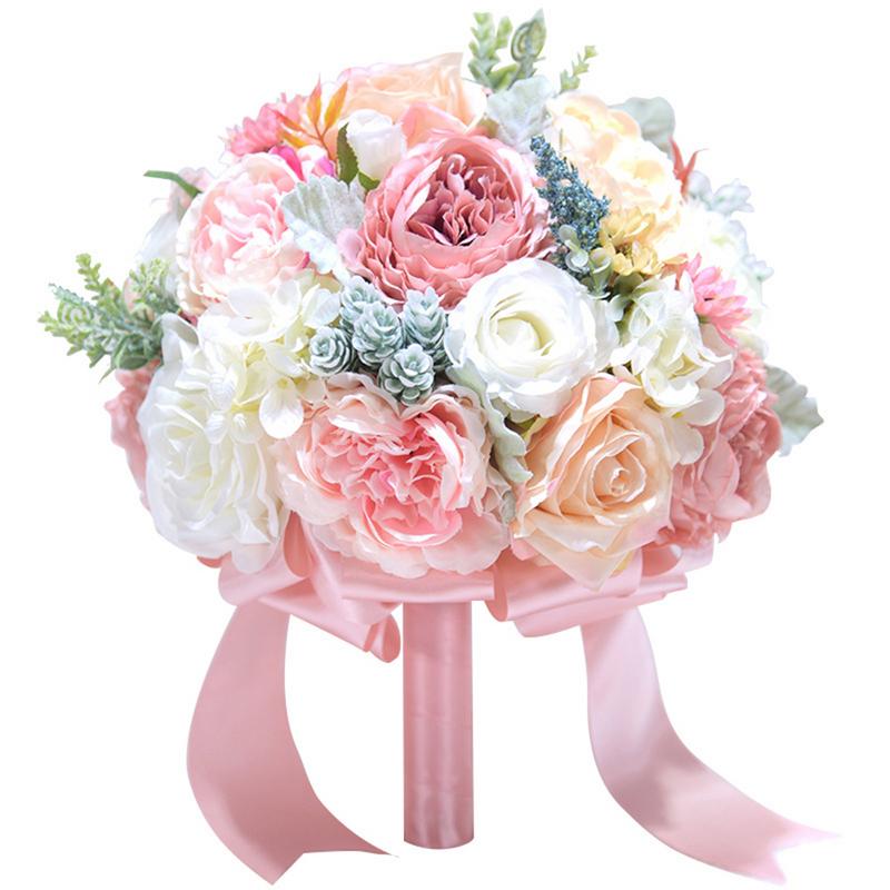 

Eternal Angel Holding Bouquet Silk Artificial Flower Wedding Celebration Bouquet Supplies, Pink