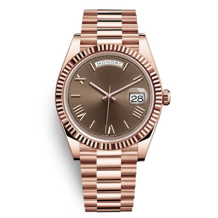 

4 DAYDATE Yellow Rose Gold Watch Mens Women Luxury Watch Day-Date President Automatic Designer Watches Mechanical Roma Dial Wristwatch Reloj