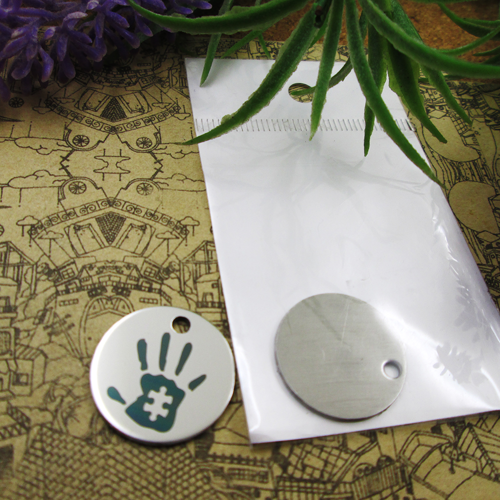 

40pcs--"Autism Awareness Hand Print Decal"stainless steel charms more style for choosing DIY Charms pendants for necklace