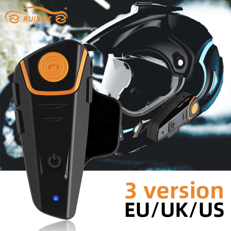 

RUIXIZE Motorcycle Helmet Intercom Motorbike Wireless Bluetooth Headset Waterproof Multi BT Interphone 1000M with FM BT-S2