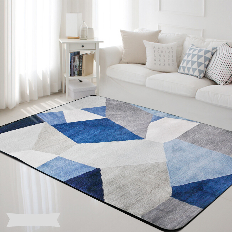 

Geometric Nordic Blue Grey Printed Rectangle Carpet Rugs Living Room Bedroom Tapete Non-Slip Children Kids Soft Play Floor Mats Blanket