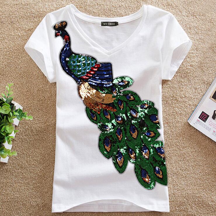 Da Donna nuovo ricamato Birds Print Bianco Puro T-shirt girocollo donna PLUS SIZE