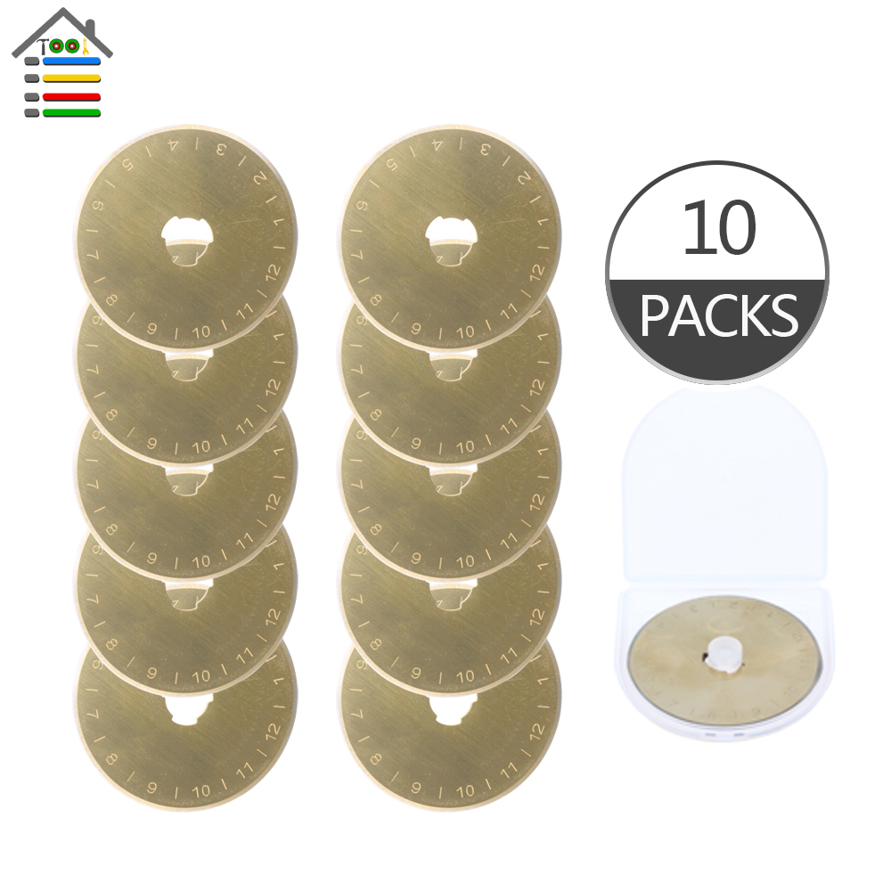 

10-pack titanium coated 45mm replacement rotary cutter blades sharpener sks-7 quilting sewing for olfa fiskar