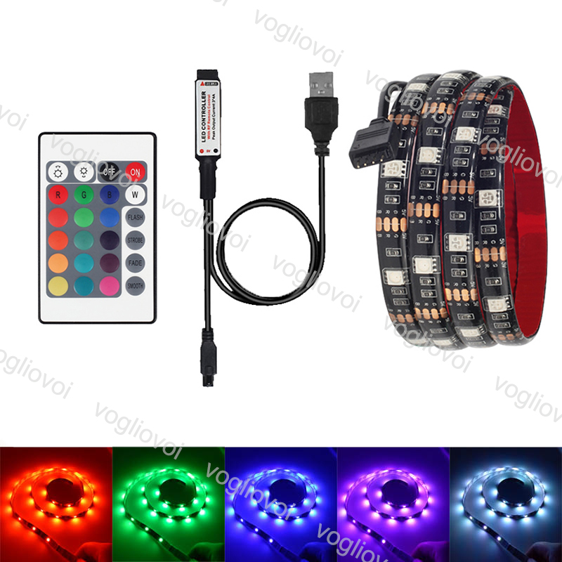 

LED Strips 5V 5050 RGB USB 24Key IR Remote Control For TV Background Lighting Flexible IP65 Waterproof Set EPACKET