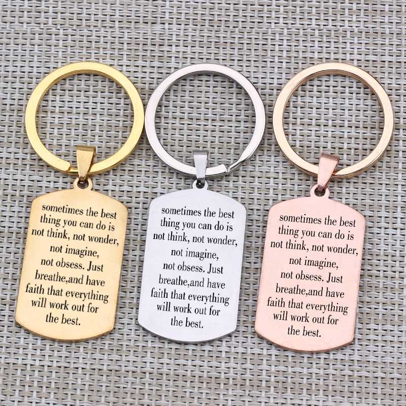

Inspire Stainless Steel Keychain Engraved The Best Things You Can Do Dog Tag Shaped Keyring Men Women Friends Jewelry 1 pcs