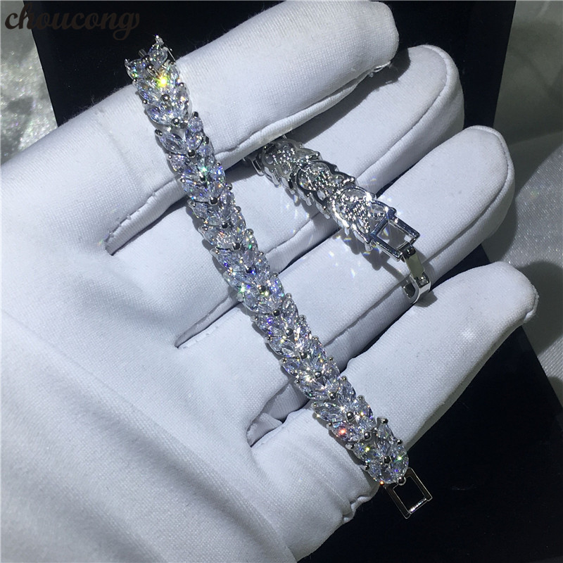 

choucong classic White Gold Filled Flower bracelets 5A Zircon cz Silver Colors Wedding bracelet for women Fashion Jewerly