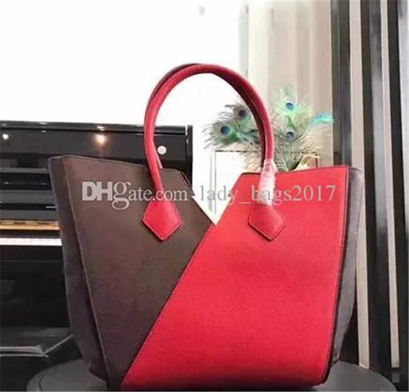 

Newset Women KIMONO handbags tote Floral letter flower printing shoulder bag genuine leather woman's bag crossbody bags 40460, Red