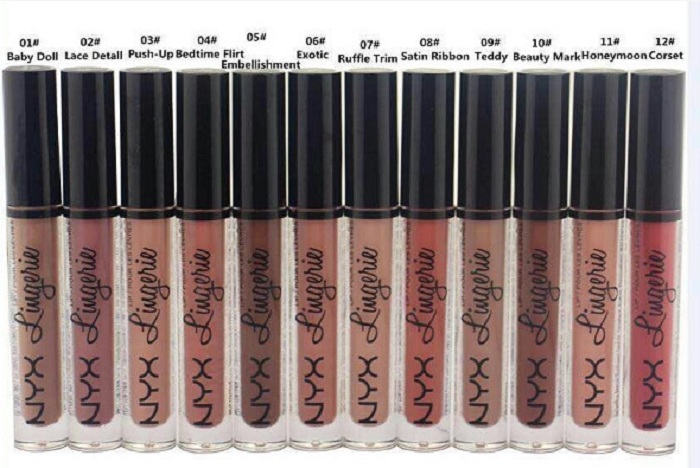

NYX lip Matte nude color waterproof matte lip gloss lipstick Long-lasting Brand Makeup Lipsticks Lip Gloss 12 colors free shipping, Mixed color