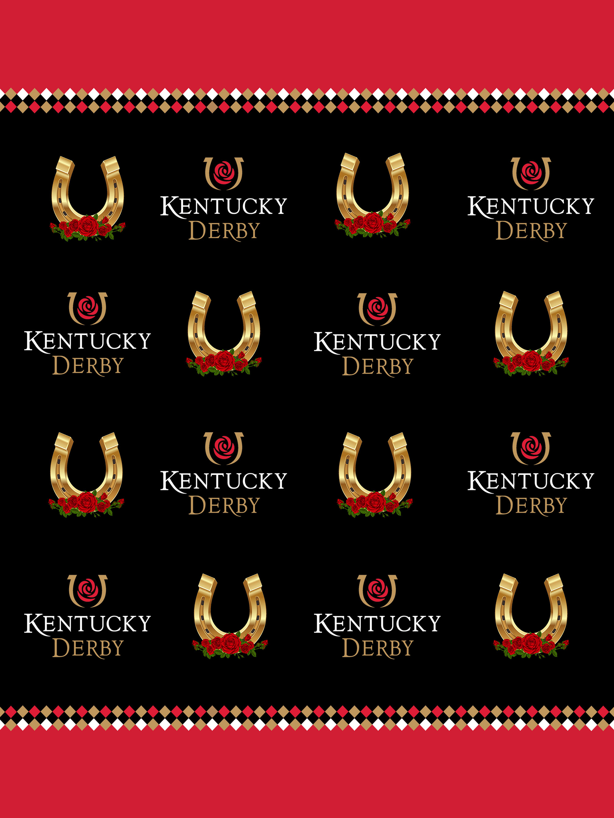 

Kentucky Derby Horseshoe Rose Vinyl Photography Backdrops Step and Repeat Red White Black Photo Booth Backgrounds for Party Studio Props