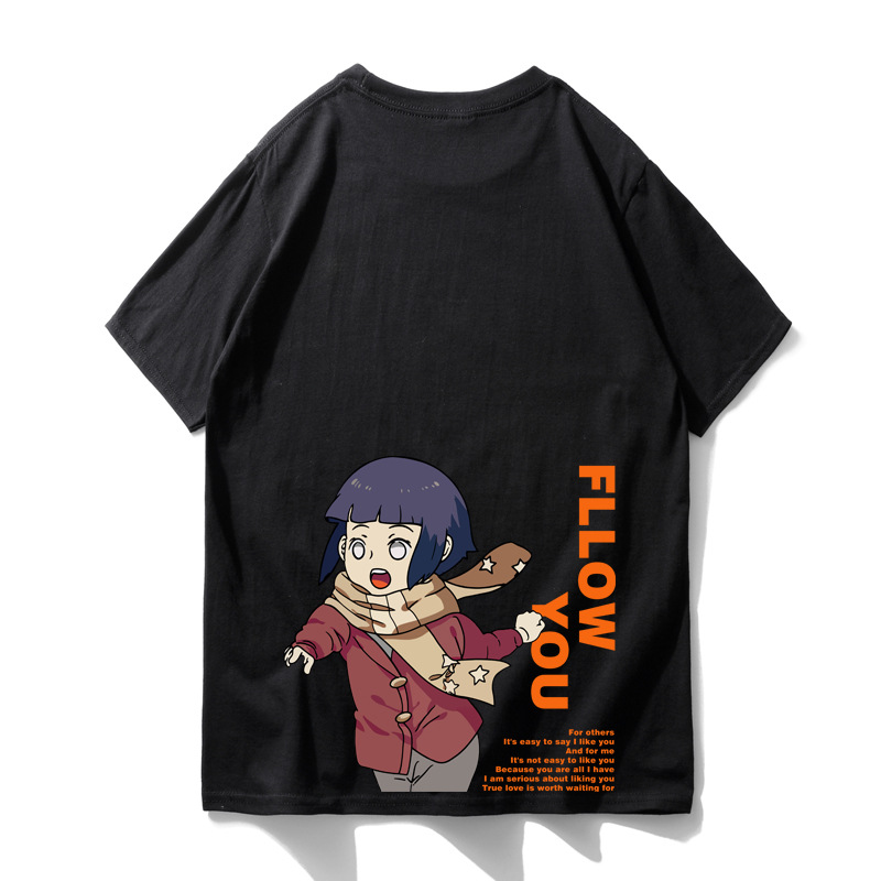 

hot sale Japanese Harajuku Men T-shirt Cartoon Anime NARUTO Hinata Uzumaki Printed Loose Short Sleeve Tops Lover Couple Matching T Shirts, 32#