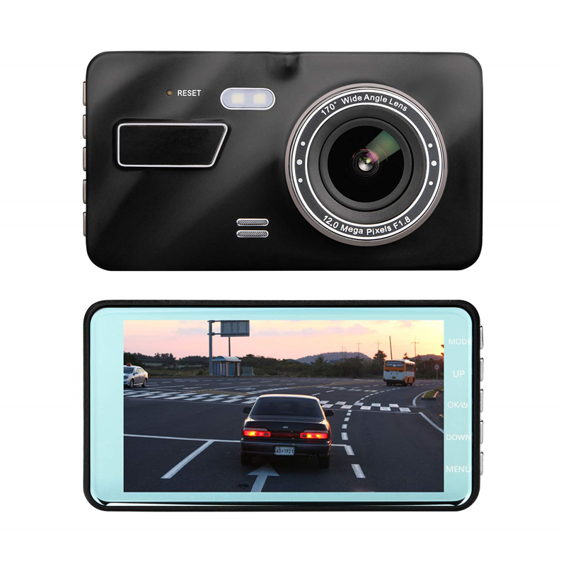 

Full HD 4" car DVR dashcam 2Ch driving video recorder car black box 1080P 170° wide angle dual lens WDR G-sensor loop recording