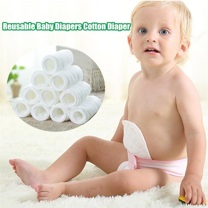 

10x Reusable Baby Diapers Cotton Diaper Inserts 3 Layer Washable Infant Products Soft And Breathable Eco-friendly Nappy Liners, As pic