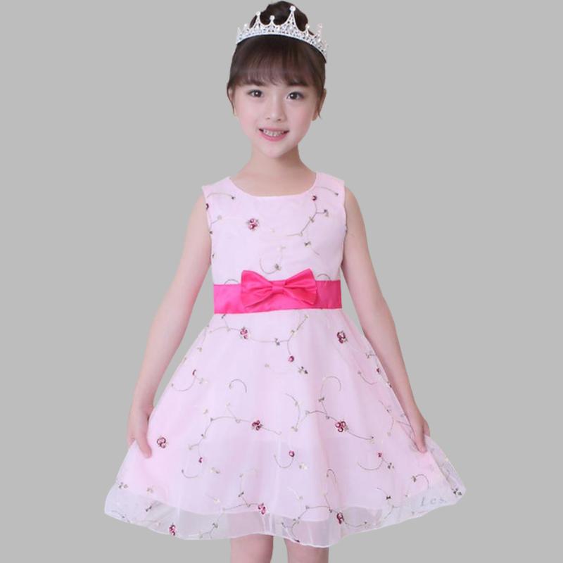 

2020 Girls Dress Floral Mesh Kids Dresses For Girls Sleeveless Princess Dress Kids Summer Cute Tutu For 6 8 10 12 14, As picture