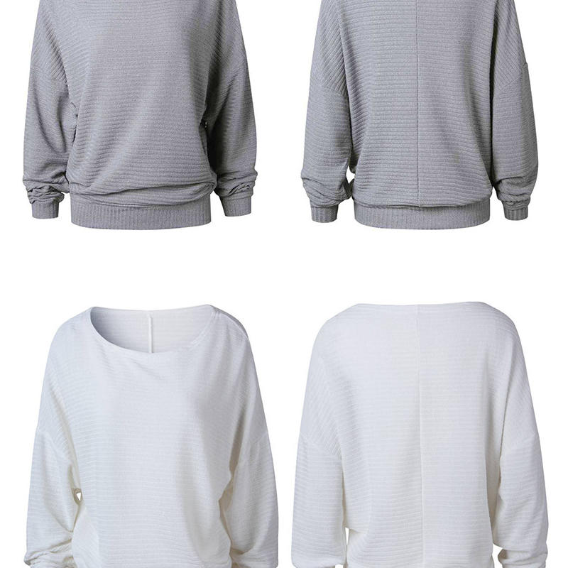 

Women' Ladies Solid Color Sweater Bat Sleeve Knit Shirt Bottoming Word Shoulder Blouse Tops, Black