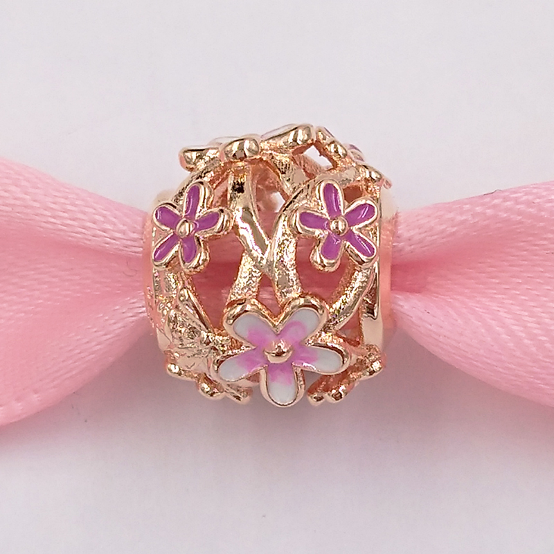 

Authentic 925 Sterling Silver Beads Openwork Pink Daisy Flower Charm Charms Fits European Pandora Style Jewelry Bracelets & Necklace 788772C