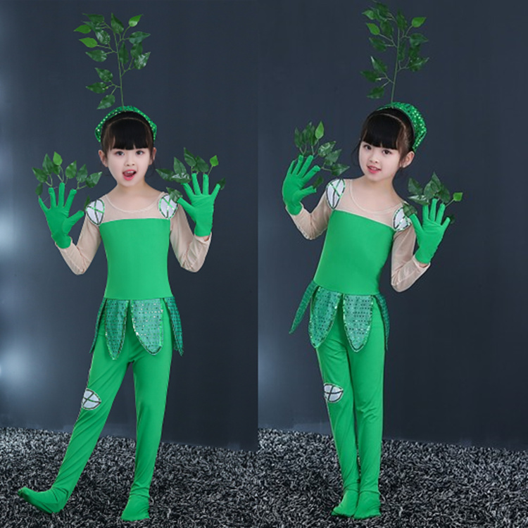 

green grass costumes for children dance costumes for girls grass dress festival clothing collective stage performance clothes, Blue
