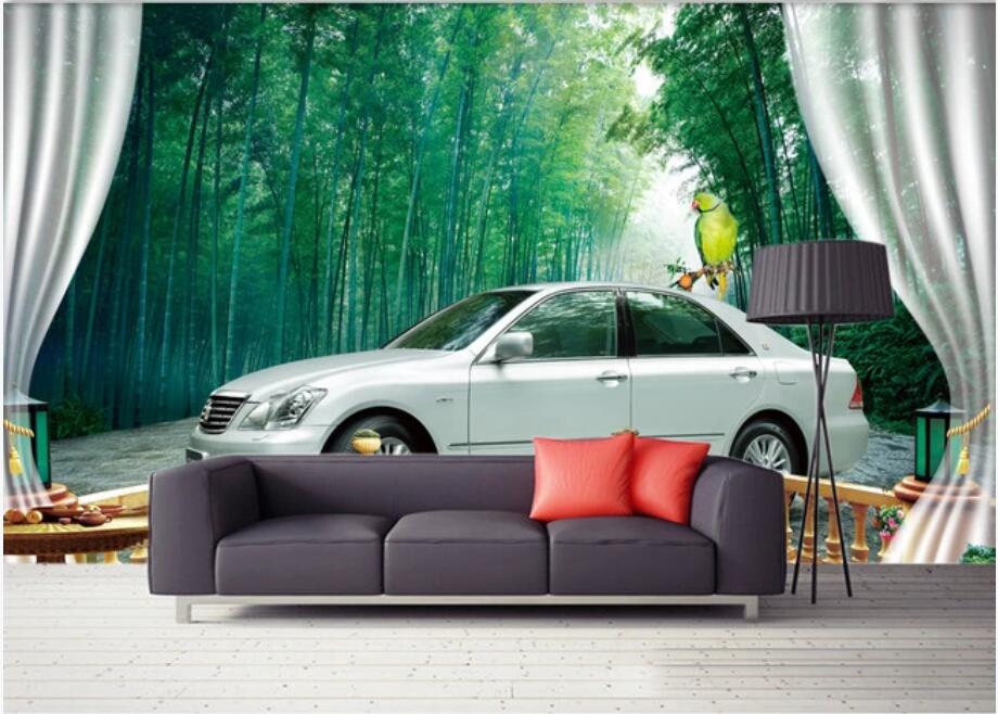 

3d wallpaper custom photo mural Fresh bamboo forest road 3D scene car TV background wall home decor murals wallpaper for walls 3 d, Non-woven
