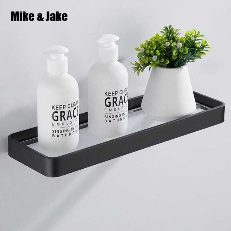 

Black aluminum bathroom glass shelf 25cm-35cm-45cm Square bathroom glass shelves,Shower room Rack,Cosmetic Shelf