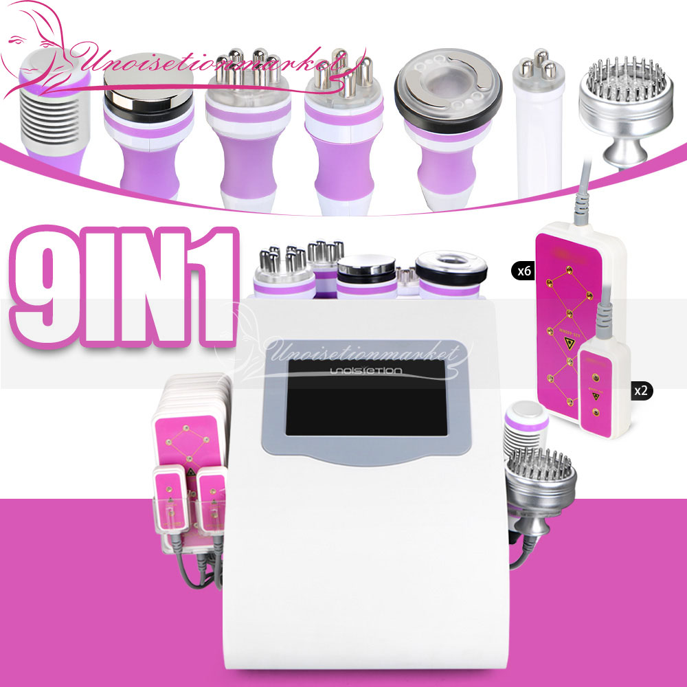 9 IN 1 Unoisetion cavitation 40k Cellilute Slimming Cold Photon Micro Current LED Laser 5mw Beauty Machine For Salon Use