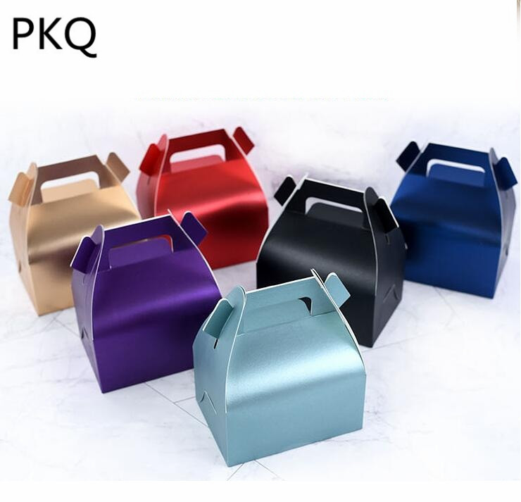 

10pcs 2Sizes Candy Box Wedding Gift Box Cheese Cake Portable Baking Packaging Paper Biscuit Takeaway Cardboard