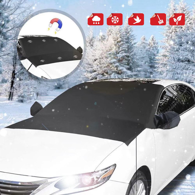 

Car Windshield Snow Cover with Ears Vinyl Black Cars covers sun shield rearview mirror wrap