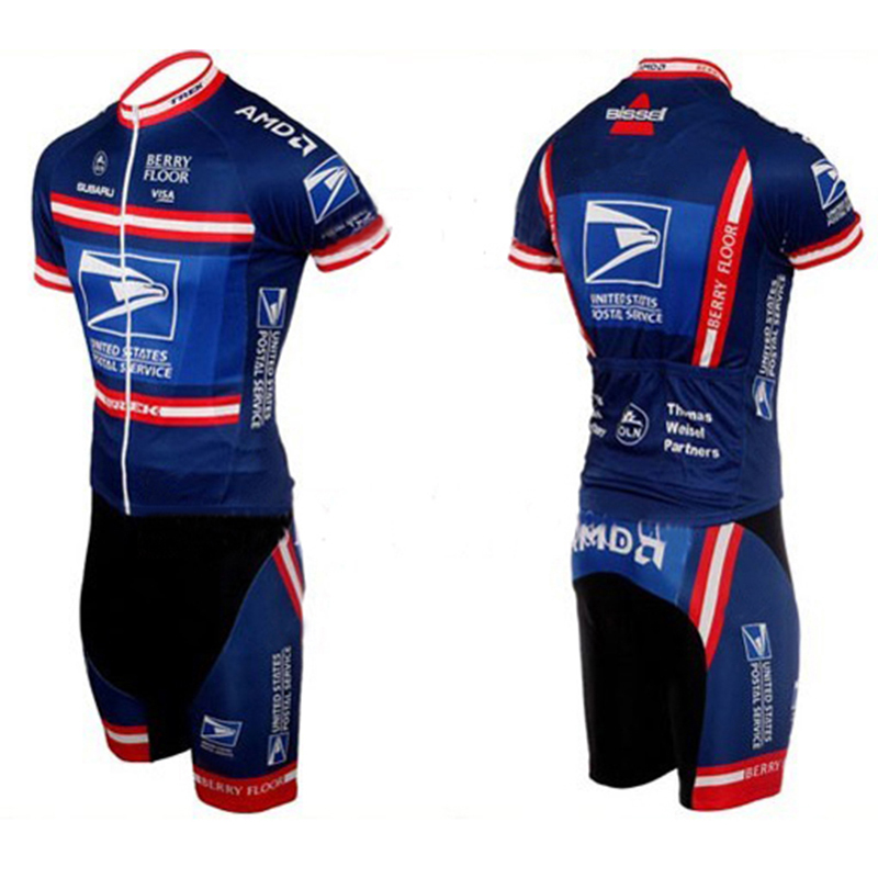 

United State Postal Service ciclismo cycling jersey ride short bike maillot sport race apparel mesh material cullot 9D gel pad, Black;blue