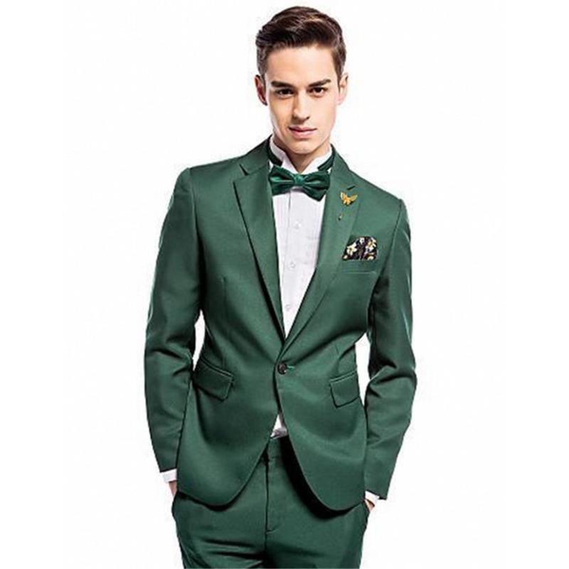 

Custom Made Groomsmen Notch Lapel Groom Tuxedos Dark Green Men Suits Wedding Best Man Suits (Jacket+Pants, 16 style and color