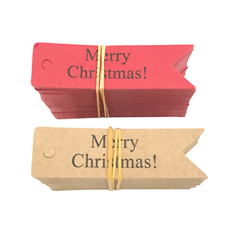 

100Pcs/Lot Paper Tags Craft Tag Merry Christmas Hang Labels Bookmark Gift Box Package Tags Drop Ornaments