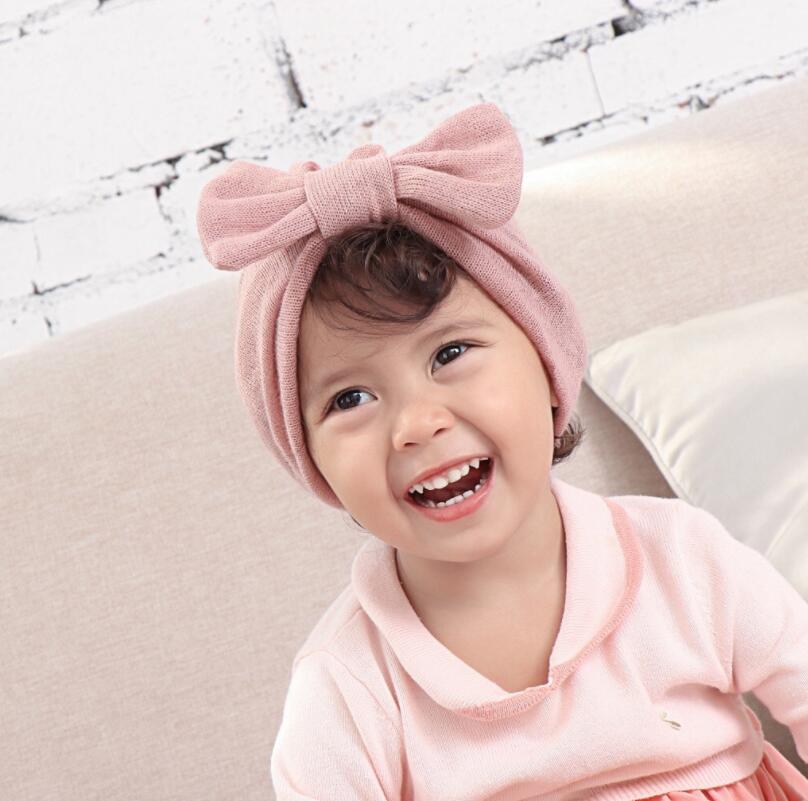 

Winter Warm Knitted Baby Hat for Girls Cotton Lined Infant Toddler Girls Hat Autumn Cute Bow Classic Girls Beanie, As pic