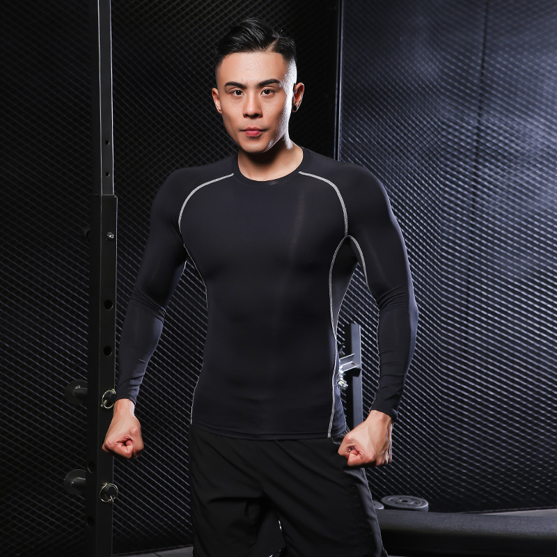 

New Sports Taining Tight Clothing Gym Elastic Men Long Sleeve Blouse Workout Clothes Running Shirt Sport Tops For Men, Ygnt1102-4