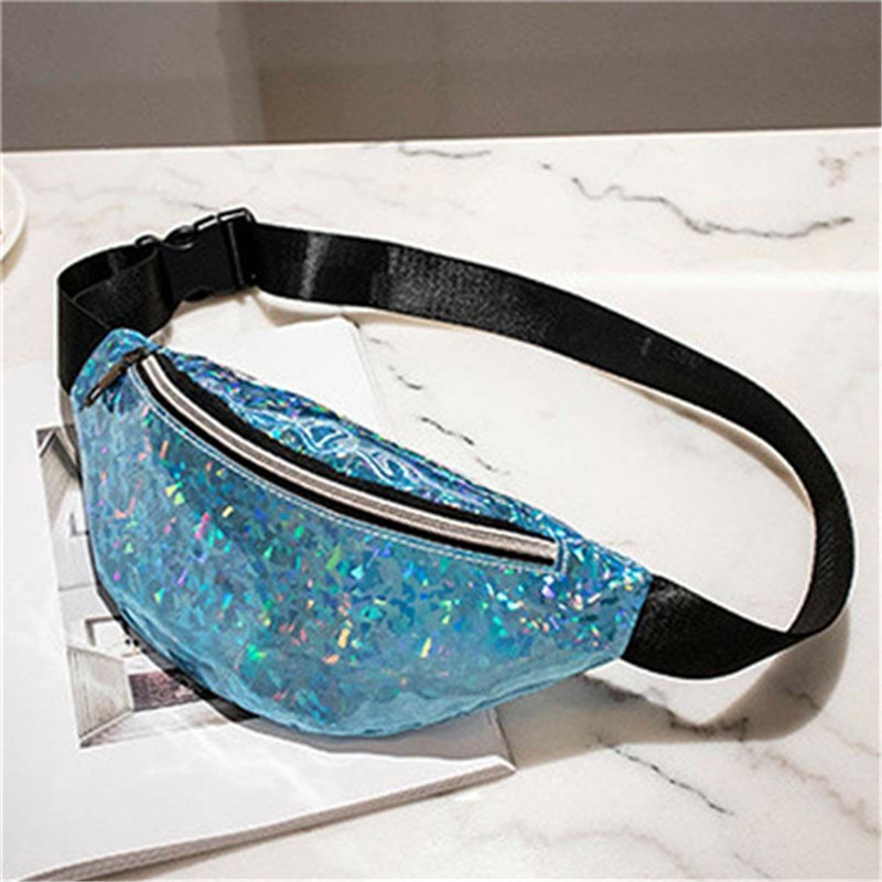 

Travel Women Fanny Pack Holiday Belt Waist Bag Sequins Glitter Bum Bag Pouch Fashion Ladies Adjustable Shoulder Bags Waist Packs, Black
