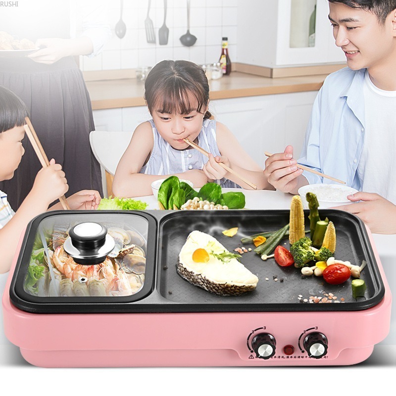 

Multi-functional Plug Household Stew Pot with Lid Indoor Grill Electric Bbq Grill Household Electric Hot Pot