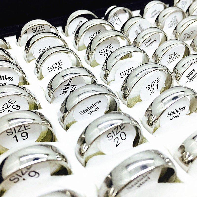 

100pcs/lot silver Ring couple Men Women unisex Silver 6MM Stainless Steel Jewelry wedding engagement party wholesale lots bulk brand new