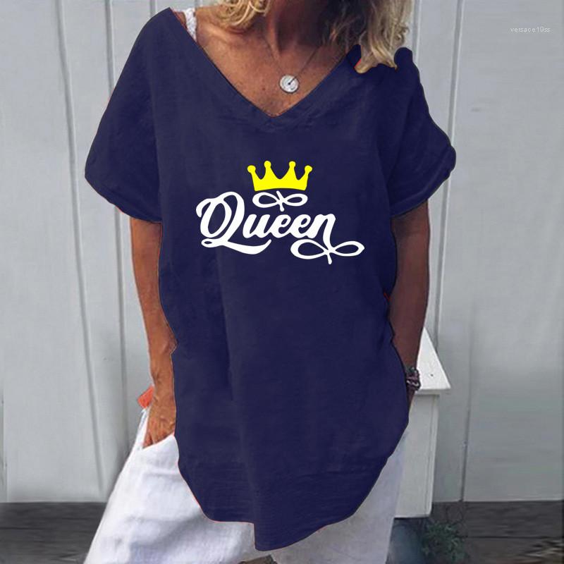 

Size Casual Female Clothing Summer Womens Designer Tshirts V Neck Letter Printed Short Sleeve Ladies Tops Plus, Red