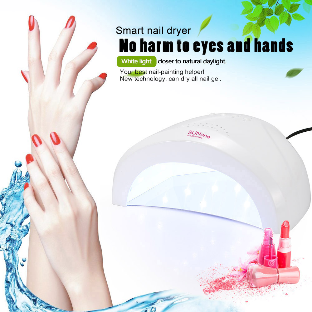 

SUNone Smart LED UV Nail Lamp 48W Nail Polish Dryer Fingernail Toenail Gel Curing White Light Heater Machine Art Salon Tool