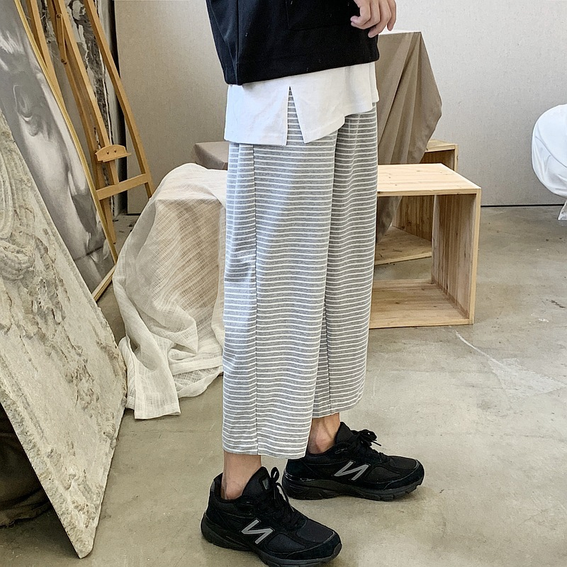 

Men Stiped Korean Style Loose Harem Pants 2020 Mens Streetwear Hip Hop Sweatpants Joggers Male Vintage Straight Pants, Black