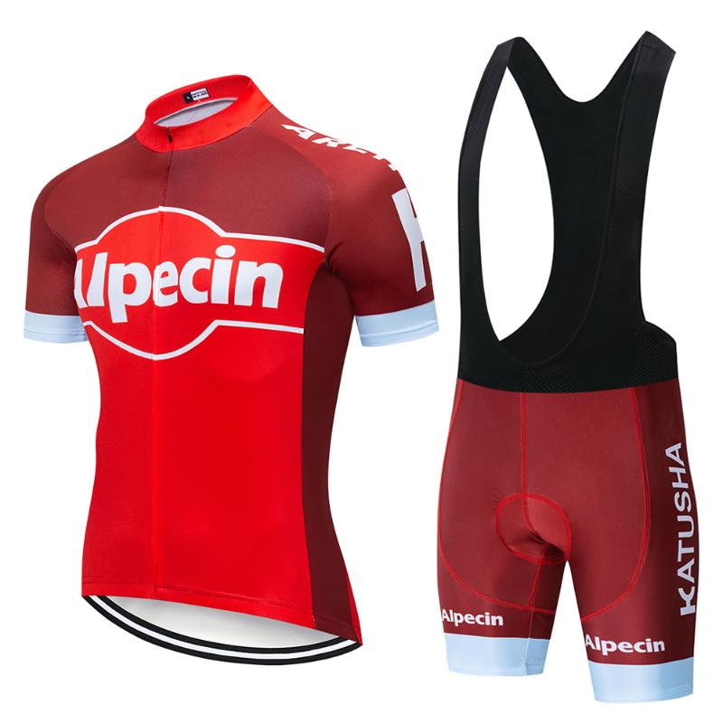 

2020 Red Cycling Clothing Bike jersey Quick Dry Mens Bicycle clothing summer team Cycling Jersey 19Dgel bike shorts set, Pic color.