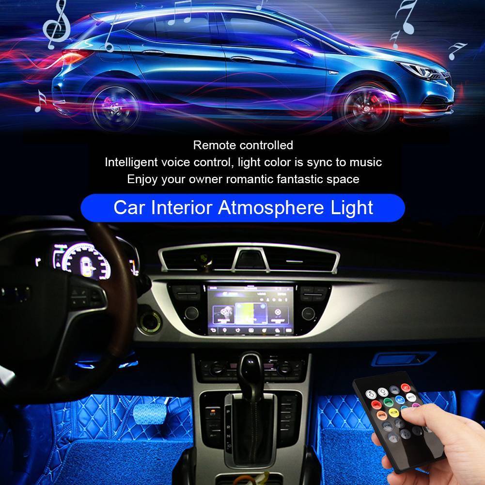 2019 Decorative Lamp Led Strip Lights Car Styling 4x 9 Led Rgb Car Interior Atmosphere Footwell Strip Light Usb Charger Decor Lamp From Suozhi1997